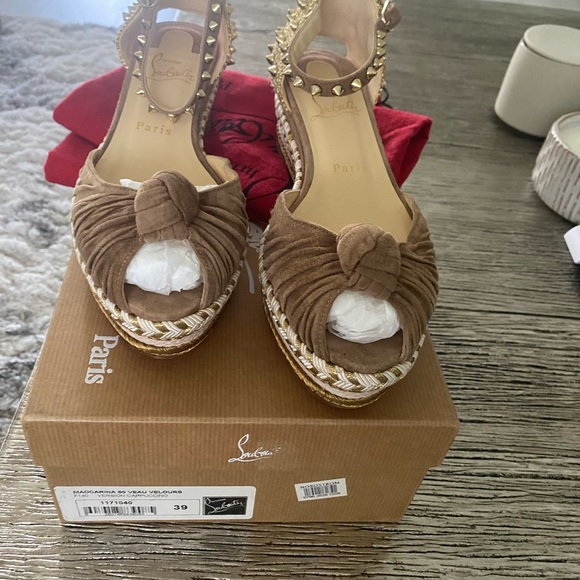 Christian Louboutin Shoes - Christian Louboutin Madcarina  60mm Brown Espadrille Wedge Sandals